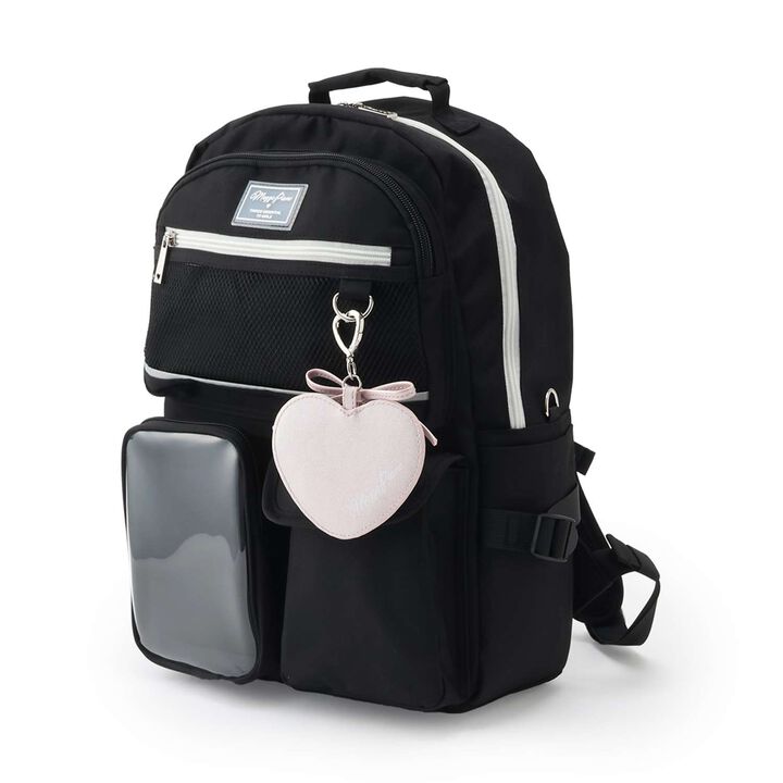 Water-Repellent Clear Pocket Backpack with Charm 20L,Black, medium image number 0