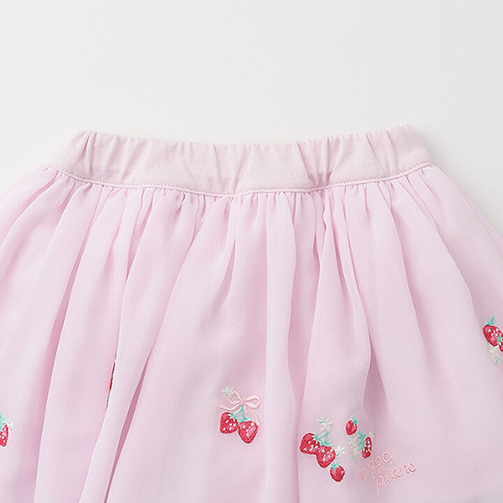 Strawberry Embroidery Frill Skirt with Shorts,Light pink, medium image number 2