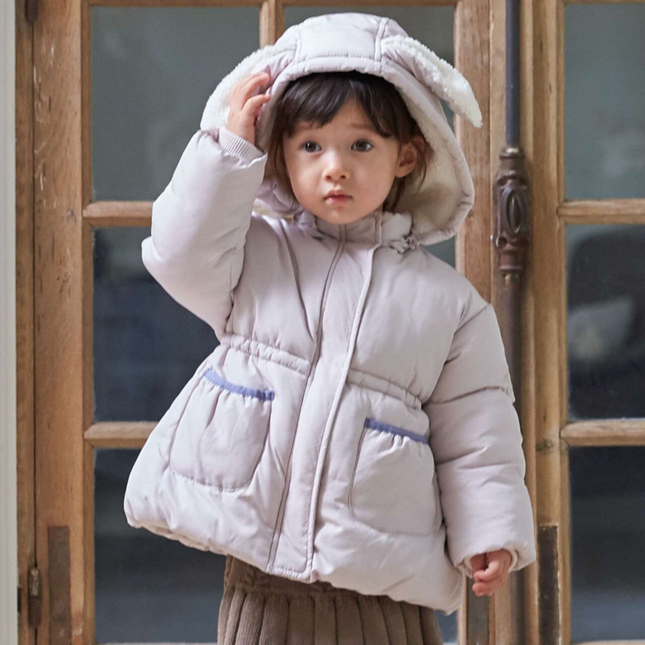 Fluffy Rabbit Padded Jacket,Light pink, large image number 0