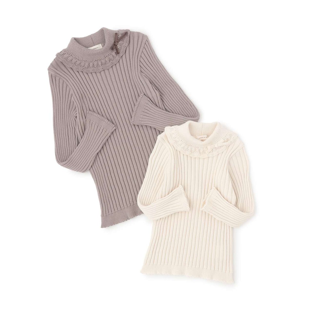 Organic Frilled Collar Ribbed Sweater [Made in Japan],Cocoa, large image number 5