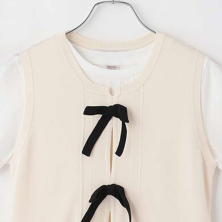 Lightweight Knit Vest & T-Shirt Set,Black, medium image number 3