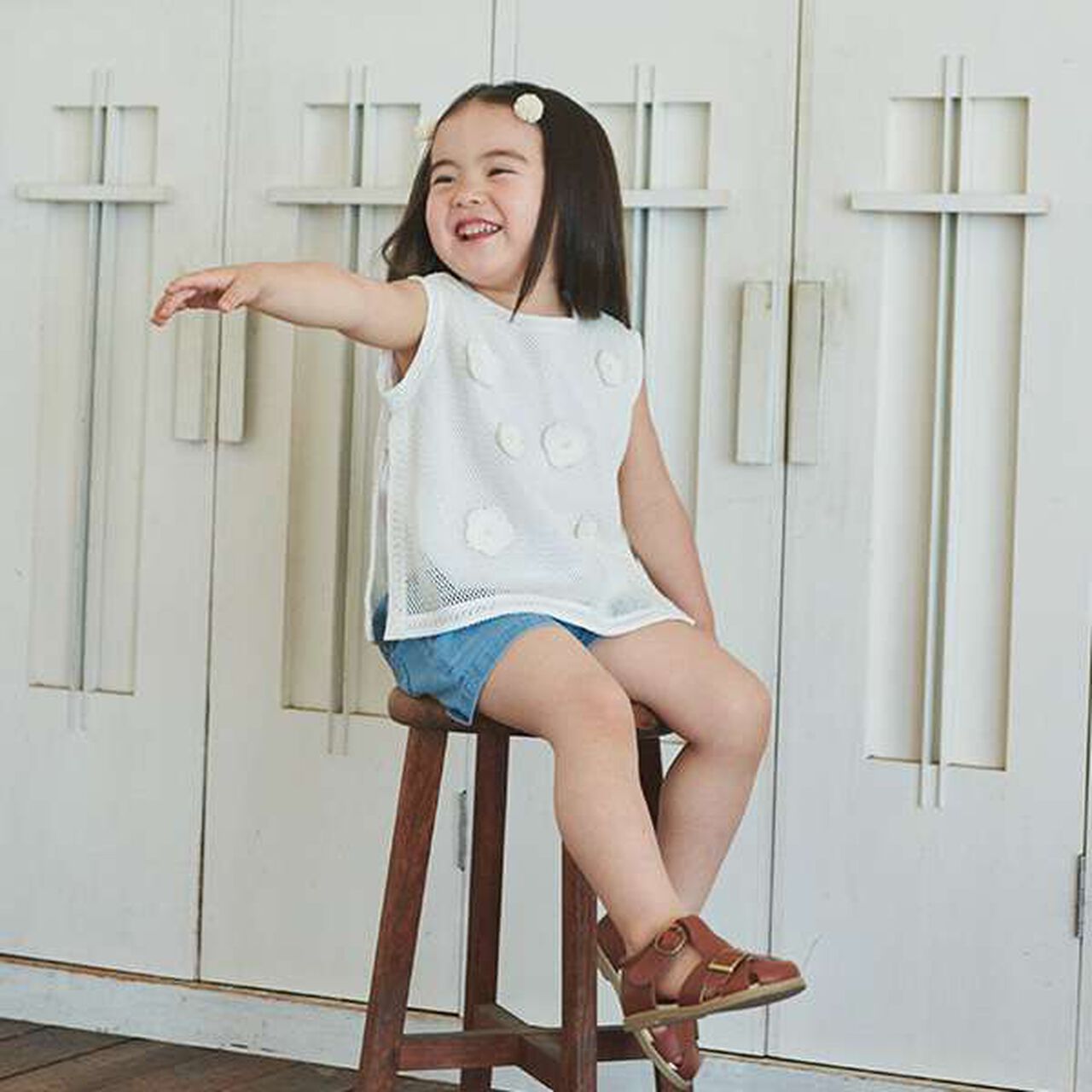 Cat Embroidered Shorts (Kids),Ivory, large image number 23