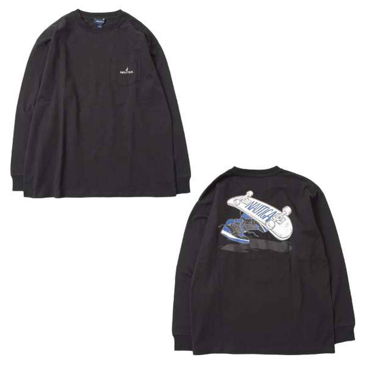 Nautica Back Skater Long Sleeve T-Shirt,White, large image number 12