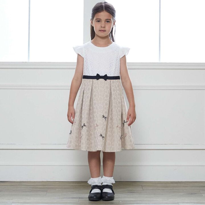 [Formal] Jacquard Ribbon OP + Collared JK Set,Beige, medium image number 4