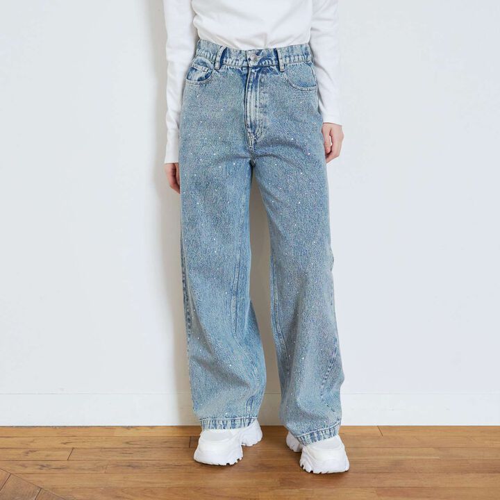 Stylish Stone Denim Pants,Blue, medium image number 6