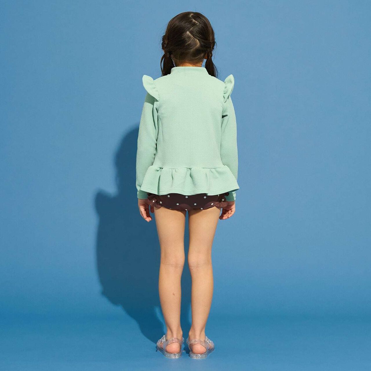 [SWIM] [UV Cut] Hem Frill Full Zip Rash Guard,Lavender, large image number 18