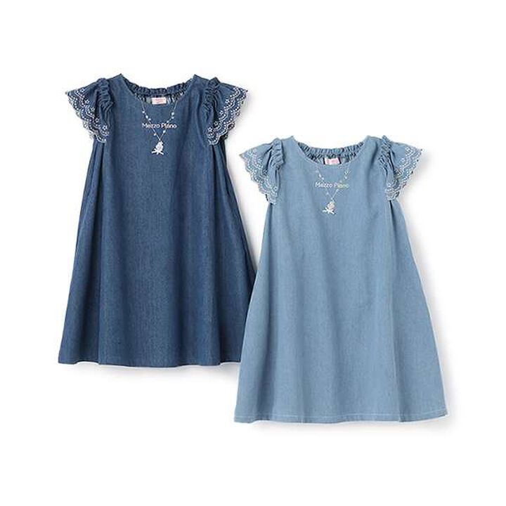 Necklace Embroidery 2 WAY Denim One-Piece Dress,Sax blue, medium image number 11