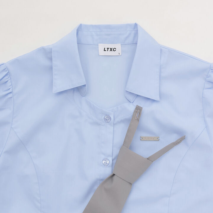 [LTXC] Stylish Short-Sleeve Shirt with Trendy Tie,Off white, medium image number 21
