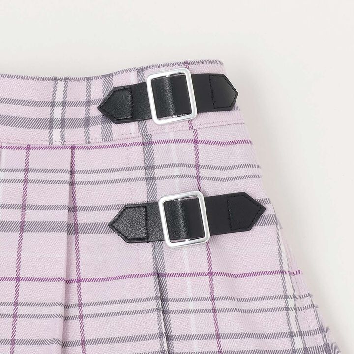 Checkered Pleated Skirt-Pants,Blue, medium image number 11