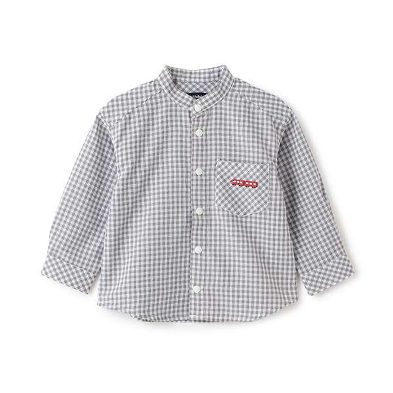 Train Band Collar Long-Sleeve Shirt,Gray, large image number 0