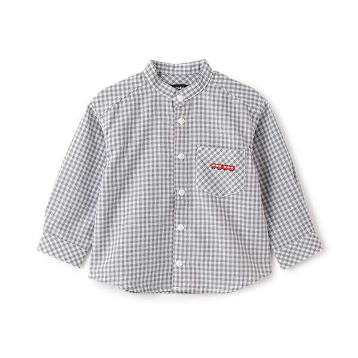 Train Band Collar Long-Sleeve Shirt,Gray, medium image number 0