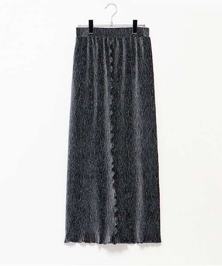 Velour Pleated Skirt,Blue gray, medium image number 3