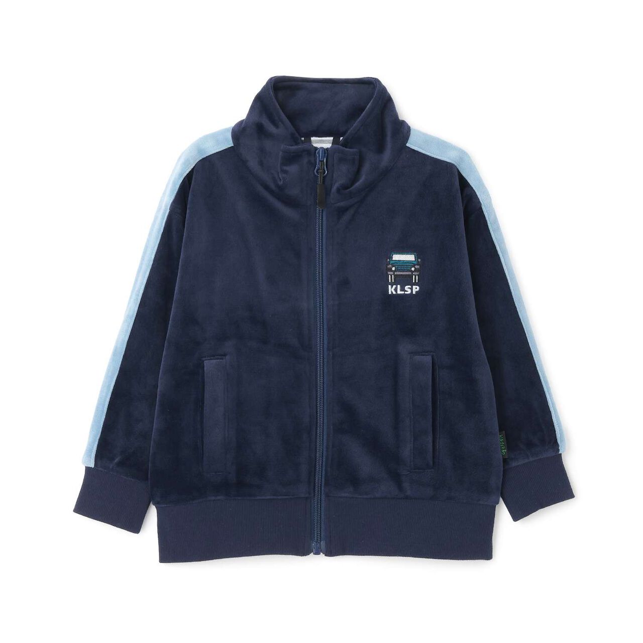 Velour Long-Sleeve Zip-Up Jacket with Car Embroidery,Khaki, large image number 4