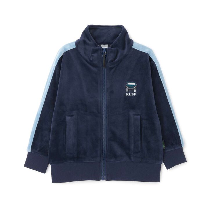 Velour Long-Sleeve Zip-Up Jacket with Car Embroidery,Khaki, medium image number 4