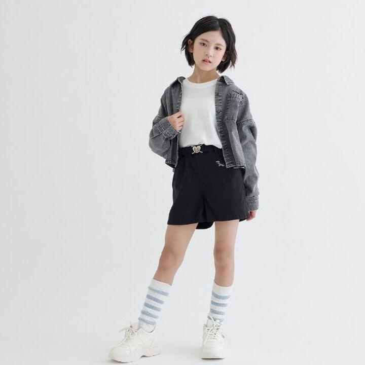 Shorts with Belt,Black, medium image number 1
