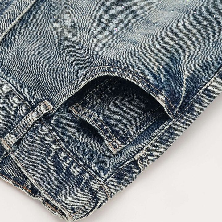 [LTXC] Sparkling Distressed Denim Shorts,Gray, medium image number 13