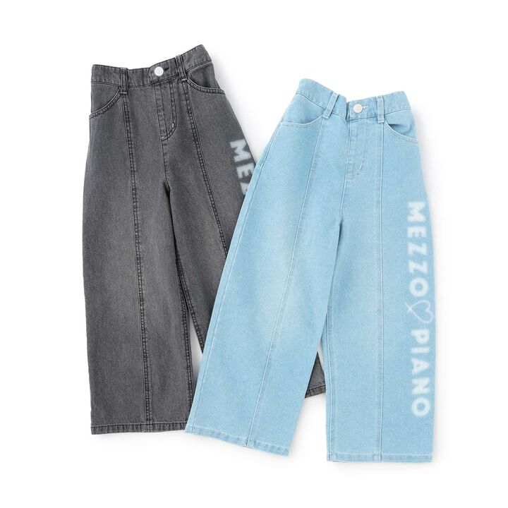Wide Denim Pants with Logo Print,Gray, medium image number 10