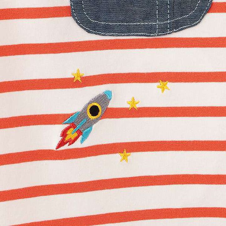 Alien Stripe Short Sleeve T-Shirt from Pocket,Off white, medium image number 12