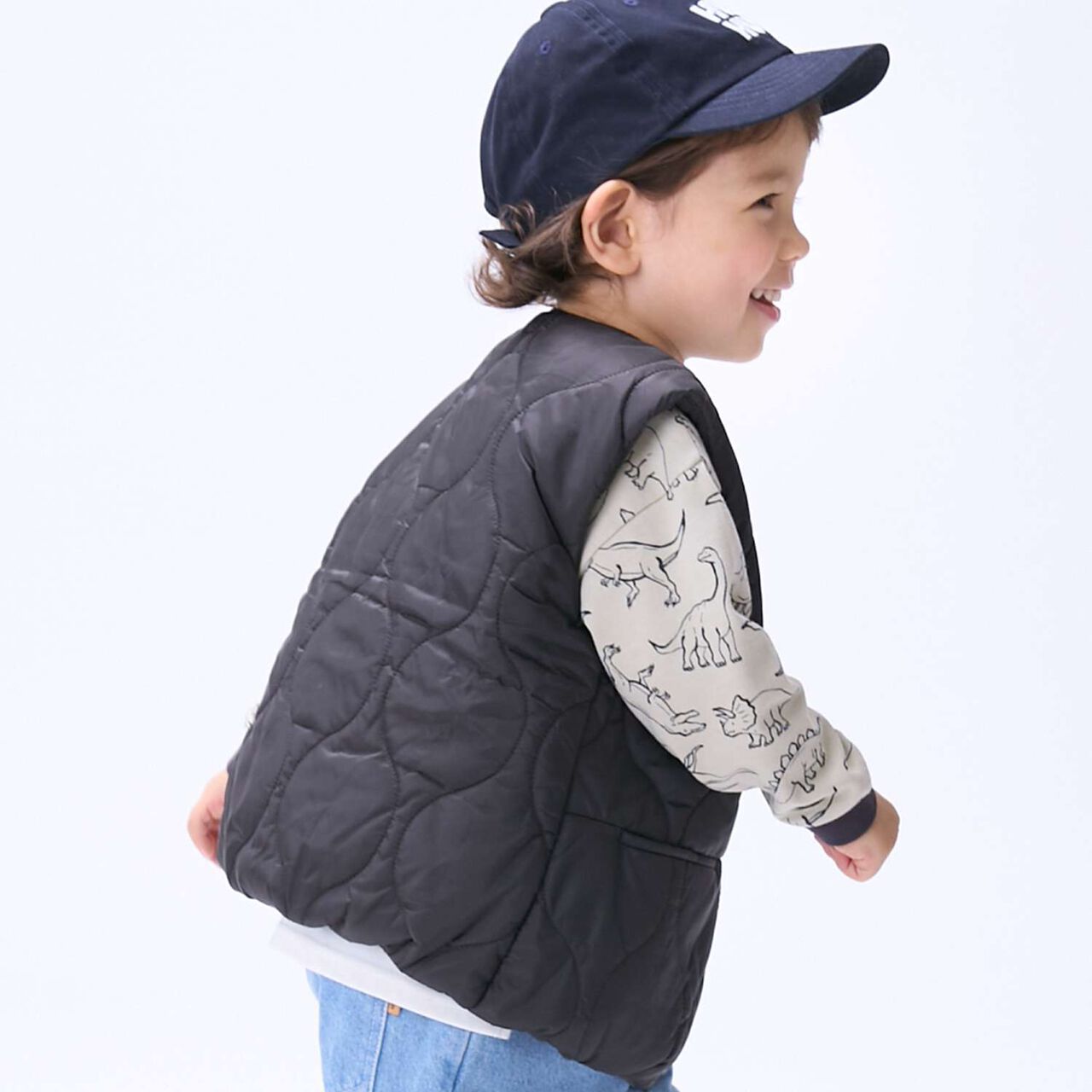 [Water-Repellent] Quilted Vest,Charcoal gray, large image number 2
