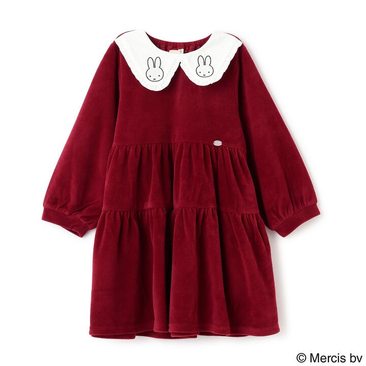 [Miffy] Collar Tiered One-Piece Dress,Charcoal gray, medium image number 4