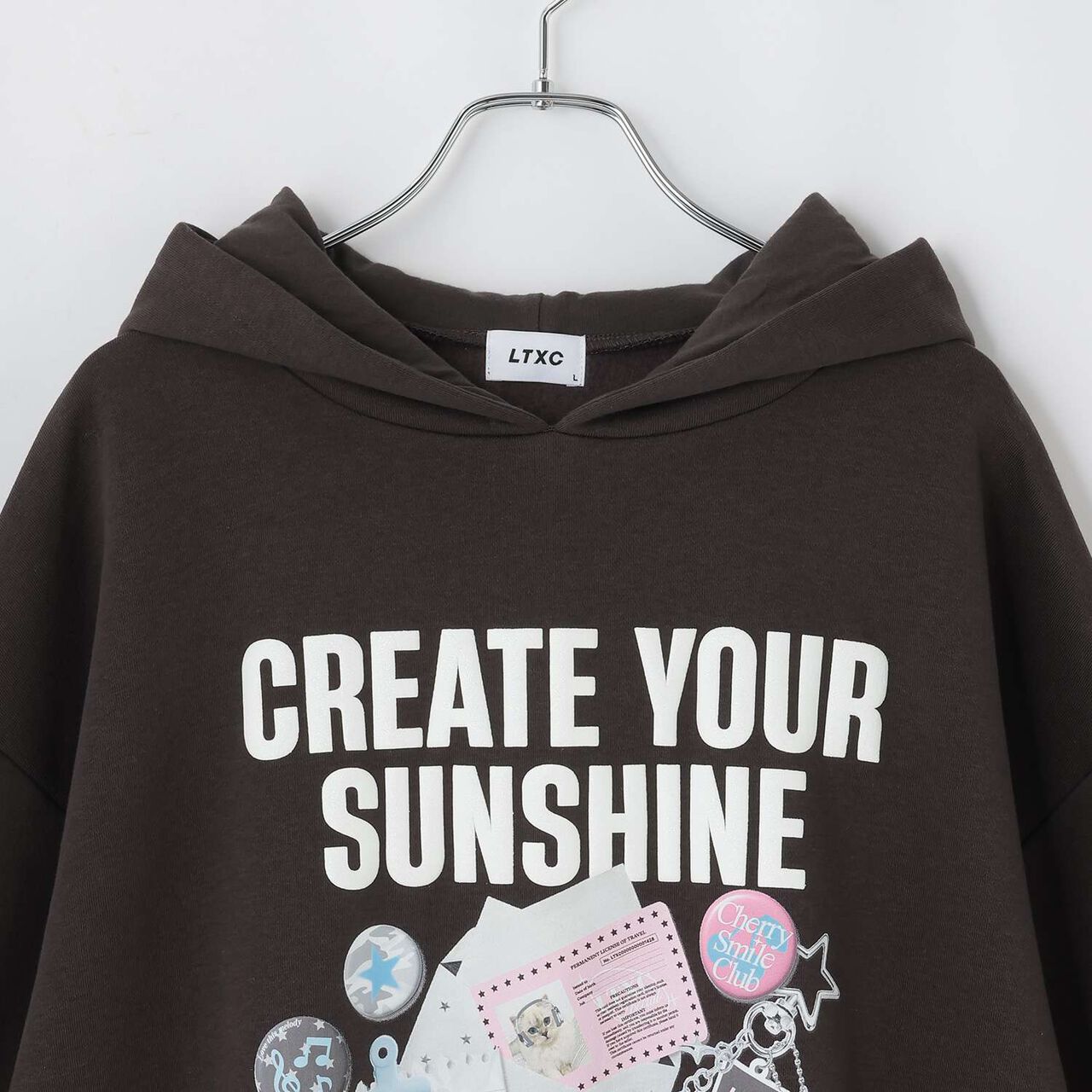 LTXC [Wool Lined] Sticker-Style Loose Fit Pullover Hoodie,Off white, large image number 10