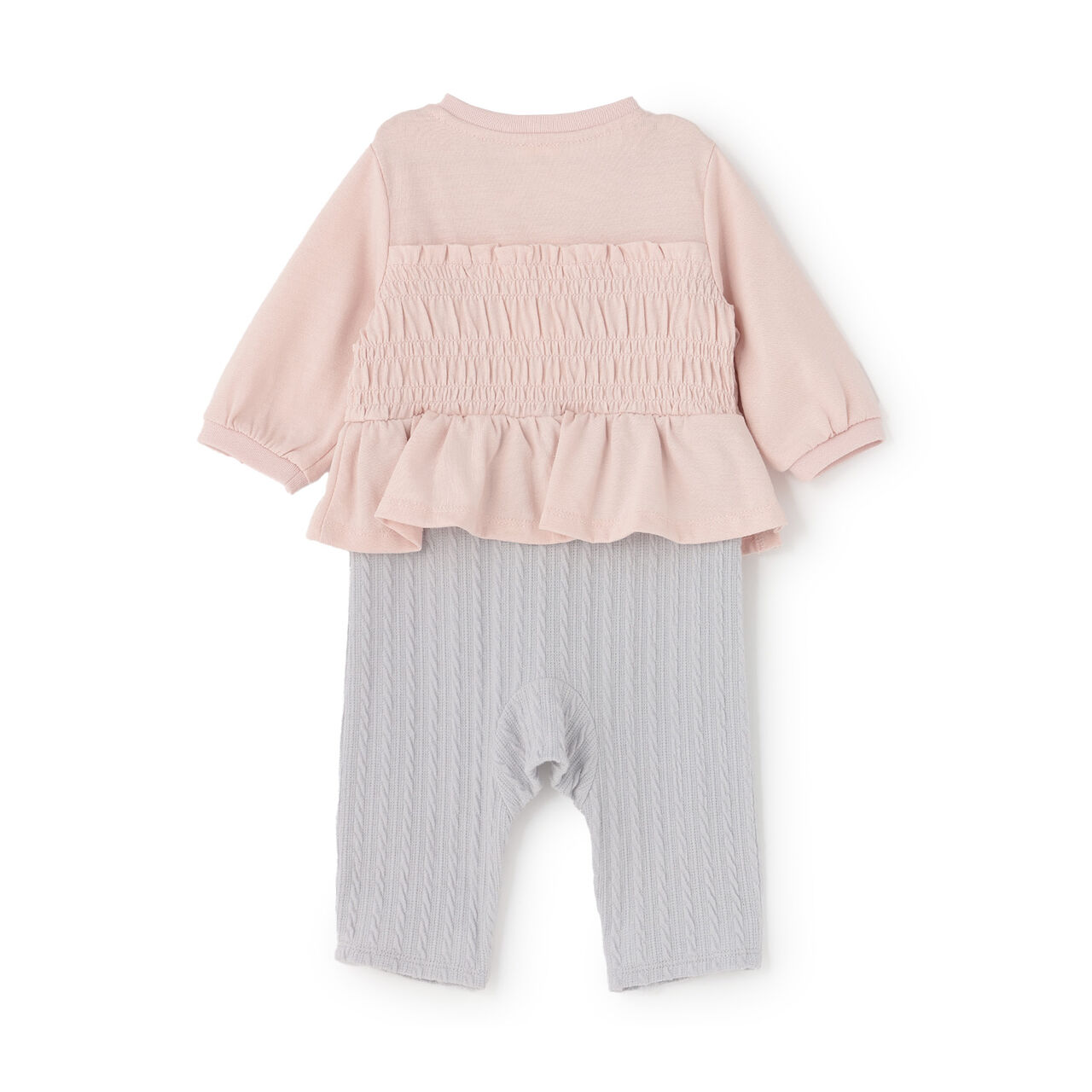 [Link] Shirred Frill Coverall,Pearl white, large image number 1