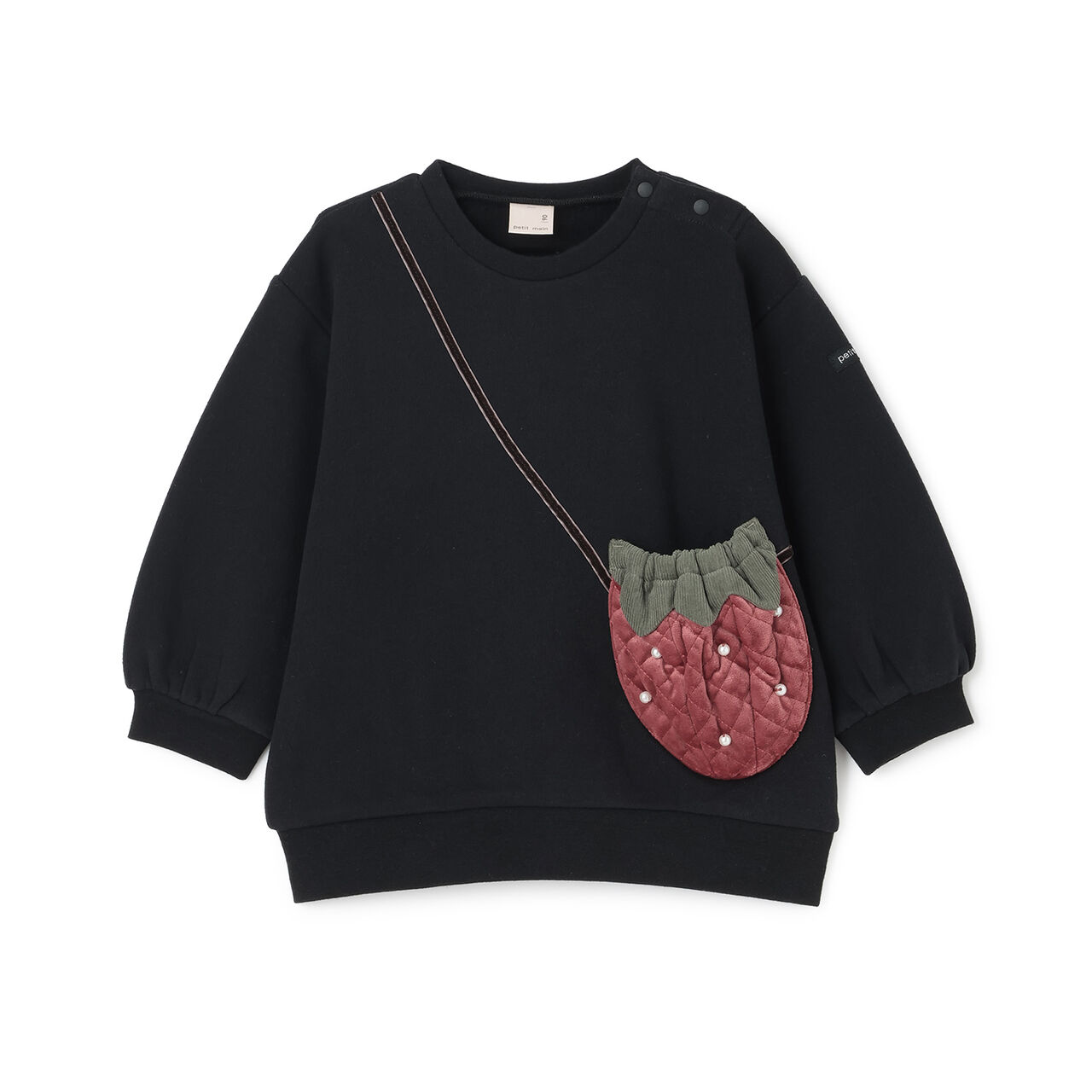 Wool Lined Strawberry Small Shoulder Bag Sweatshirt,Ivory, large image number 4