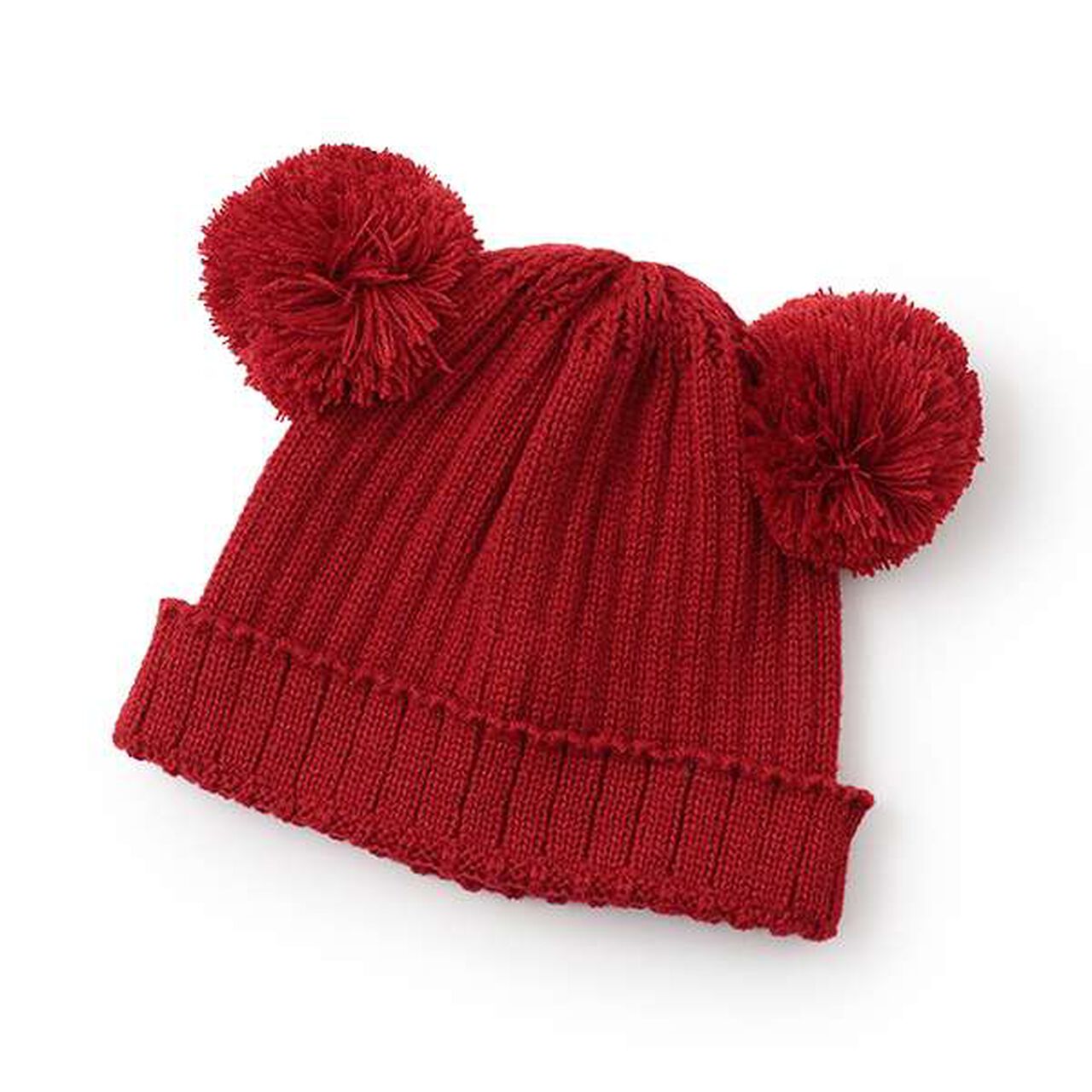 Side Pom Pom Knit Hat,Pink, large image number 5