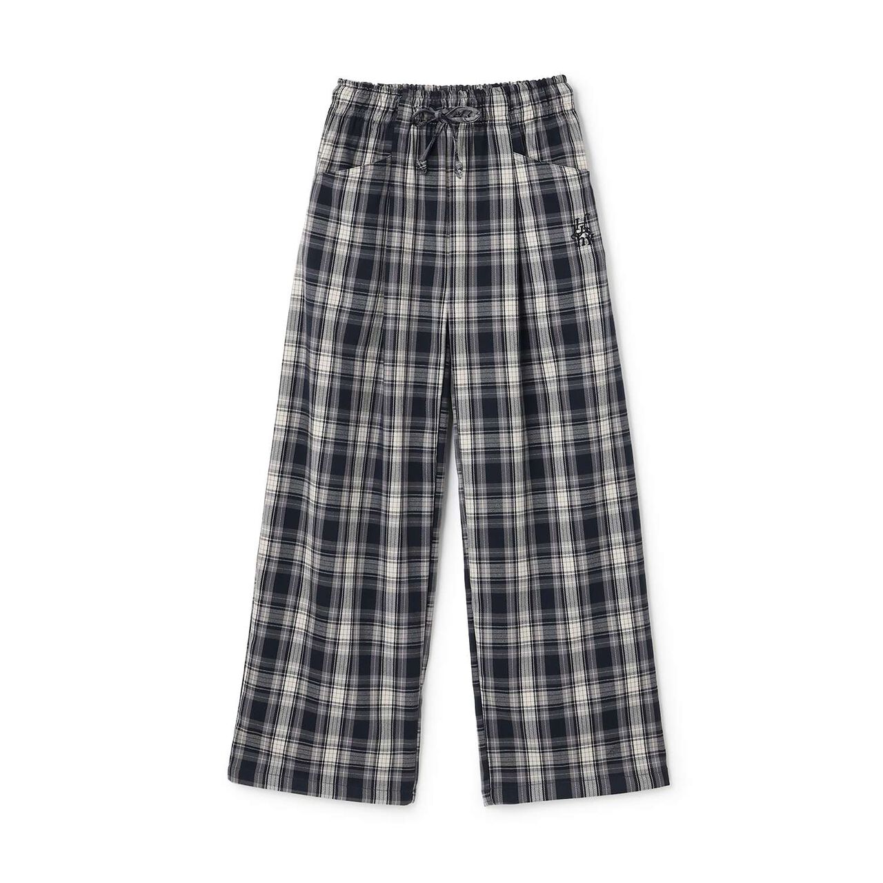 Easy Checkered Pull-On Pants for Summer,Navy, large image number 7