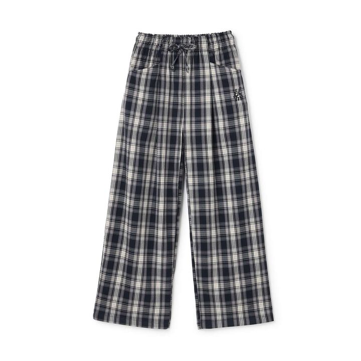 Easy Checkered Pull-On Pants for Summer,Navy, medium image number 7