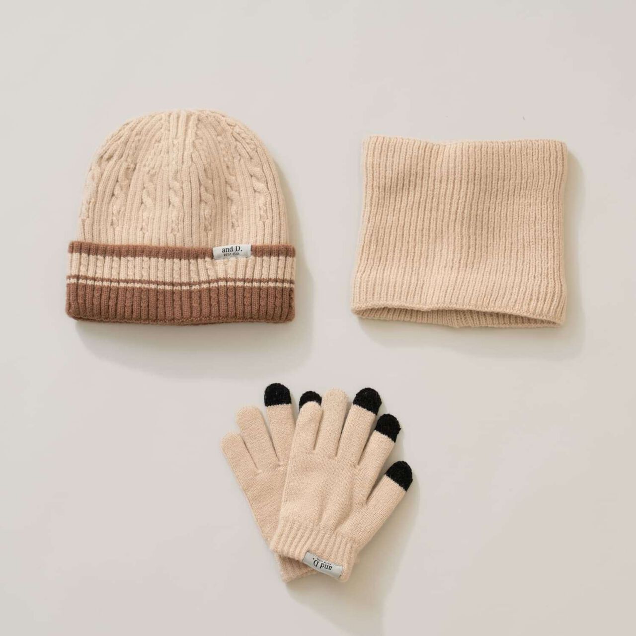 Knitwear Goods Set / Neck Warmer / Gloves / Beanie,Black, large image number 3