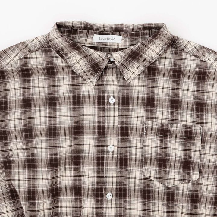 Loose Checkered Shirt,Brown, medium image number 14