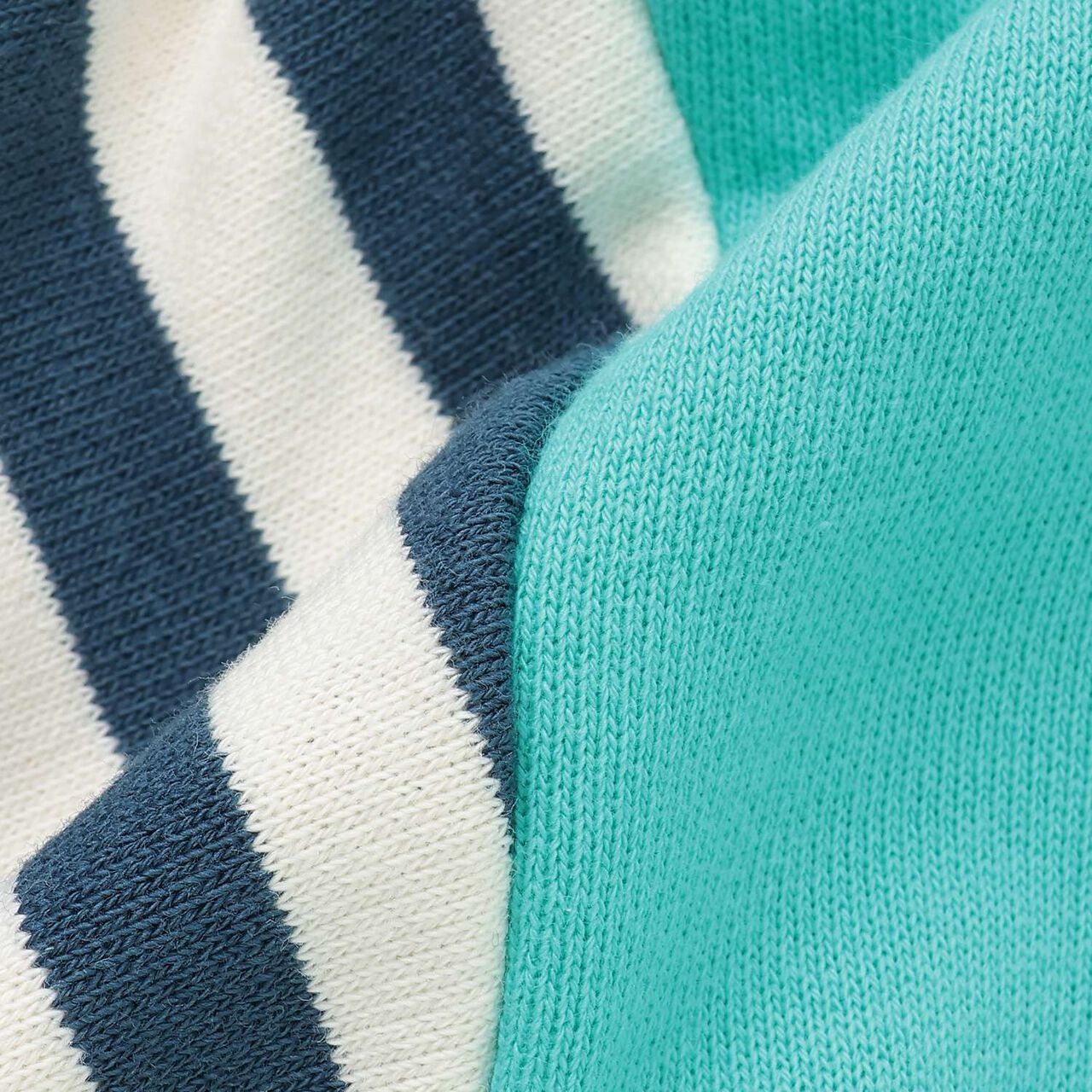 [Restock] Stripe Pattern Sweatshirt with Train Sleeves,Turquoise, large image number 4