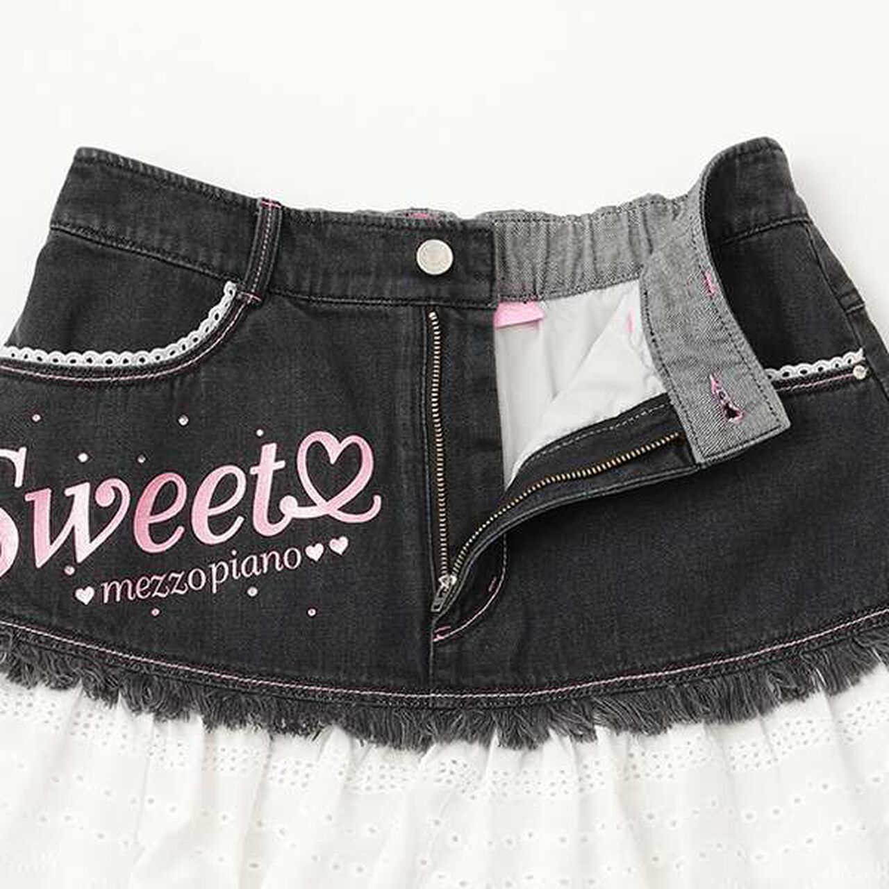 Reissued ♪ Denim × Lace Sweet Skirt,Light blue, large image number 3