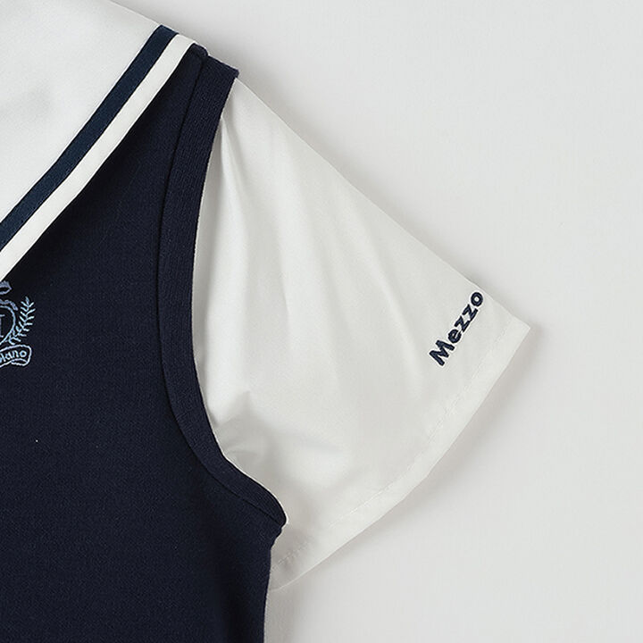 Sailor Collar Check Pleats Docking Dress,Navy, medium image number 14