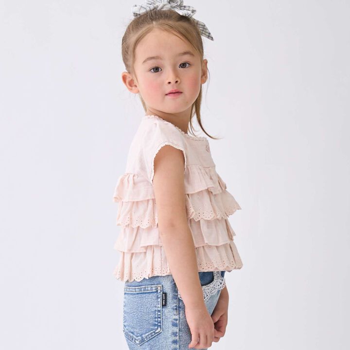 Lace Frill Top,Light pink, medium image number 1