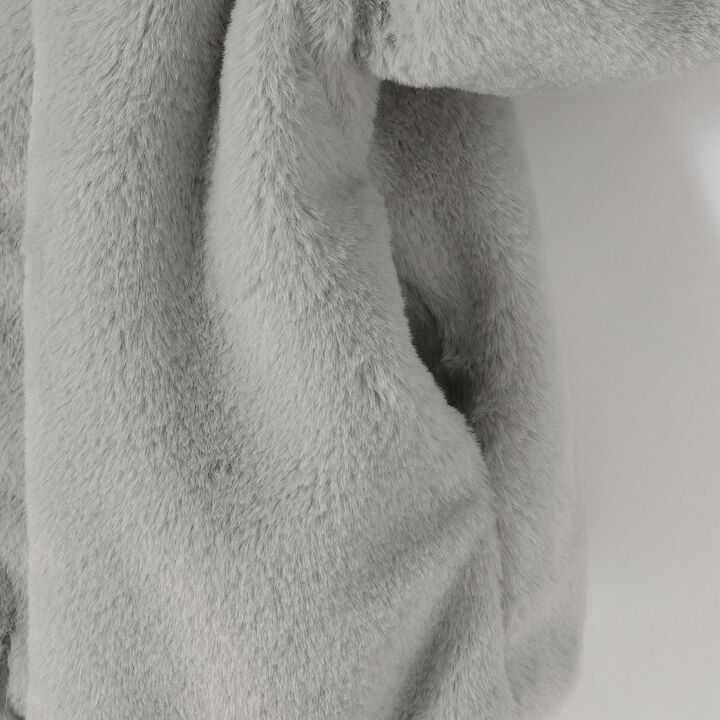 Ribbon Fur Bomber Jacket,Beige, medium image number 8