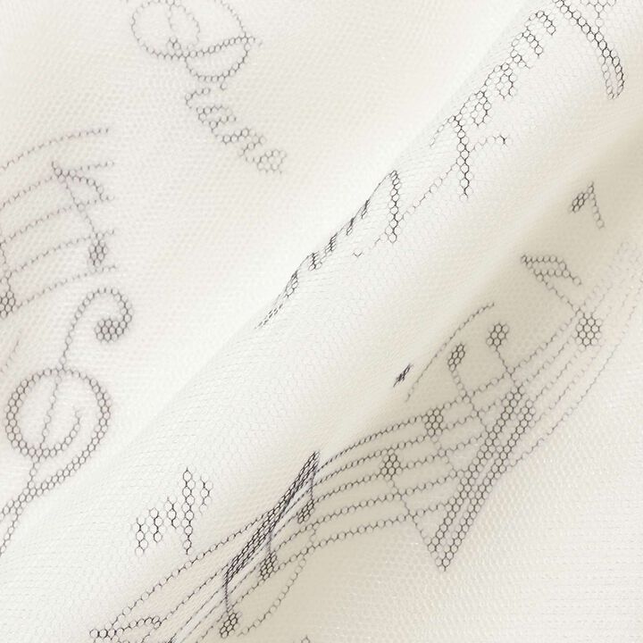 Musical Note Pattern Frill Tulle Skirt♪,Black, medium image number 6