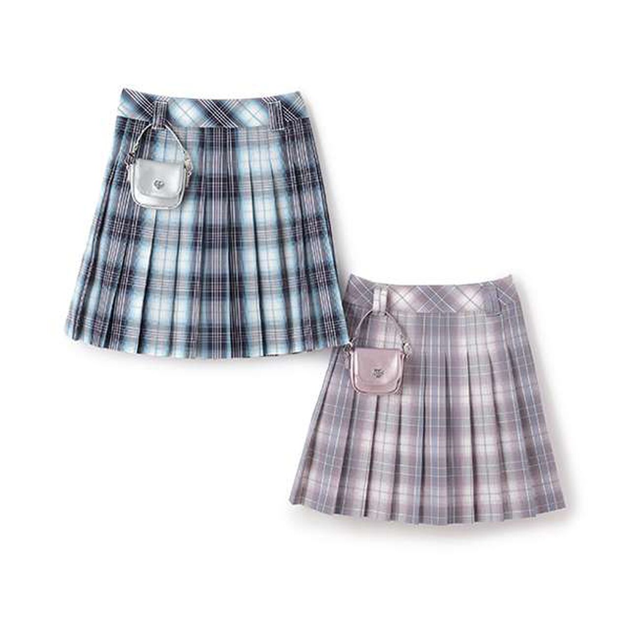 Pleated Skirt-Pants with Mini Bag,Navy, large image number 4