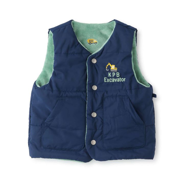 [Reversible] Taffeta &times; Boa Vest,, medium
