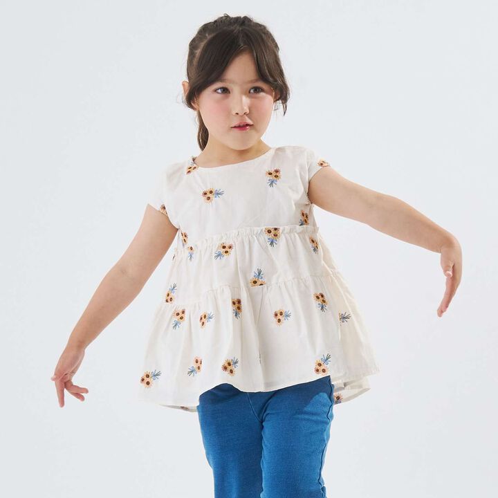 [100% Cotton] Sunflower Embroidered Tunic,Ivory, medium image number 1