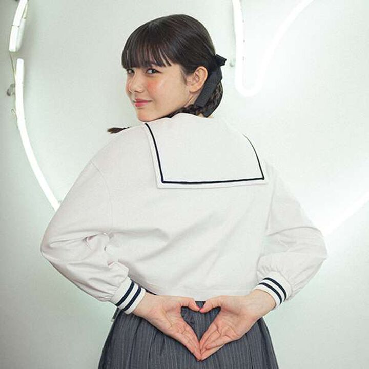 Short-Length Sailor Long-Sleeve Shirt & Tank Top Set,Sax blue, medium image number 15