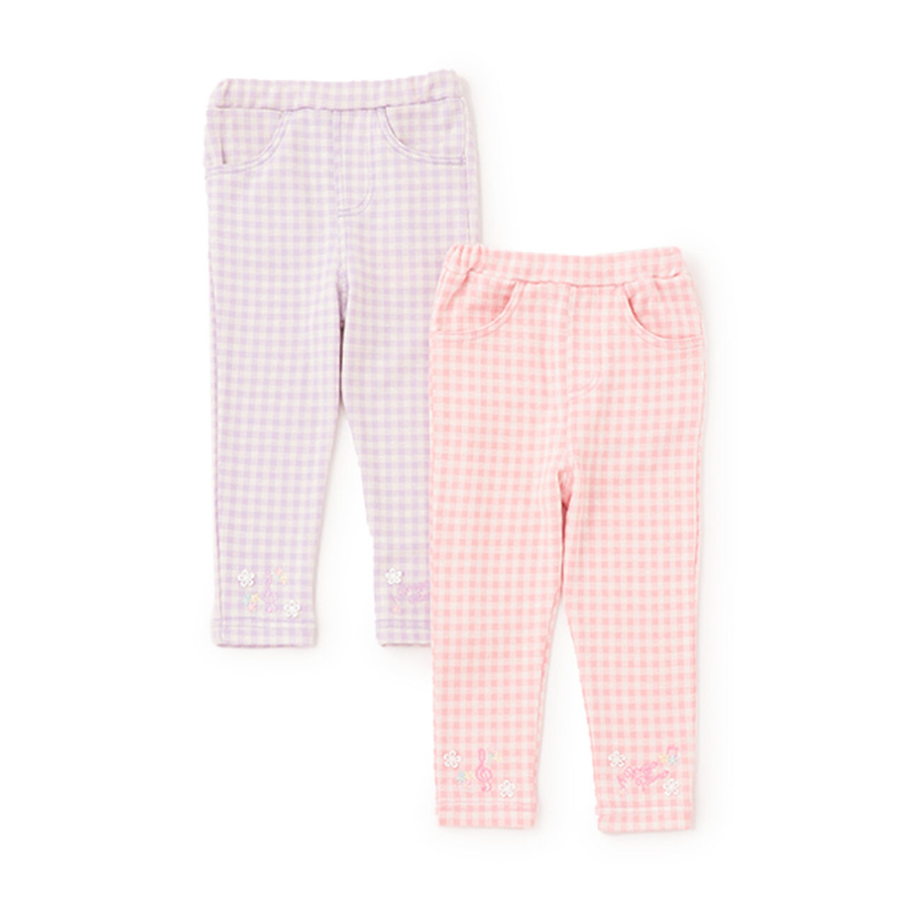 Gingham Check Cut Leggings,Lavender, large image number 3