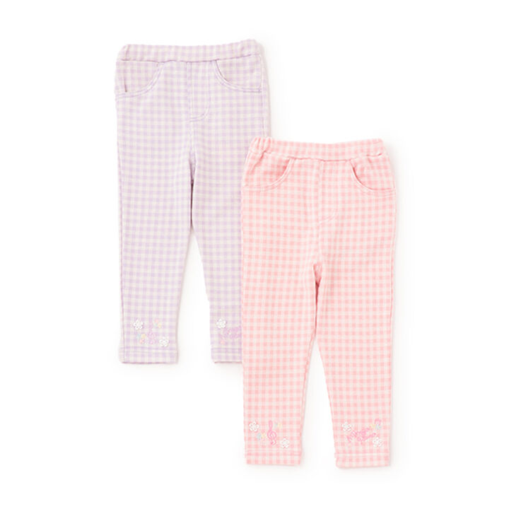 Gingham Check Cut Leggings,Lavender, medium image number 3