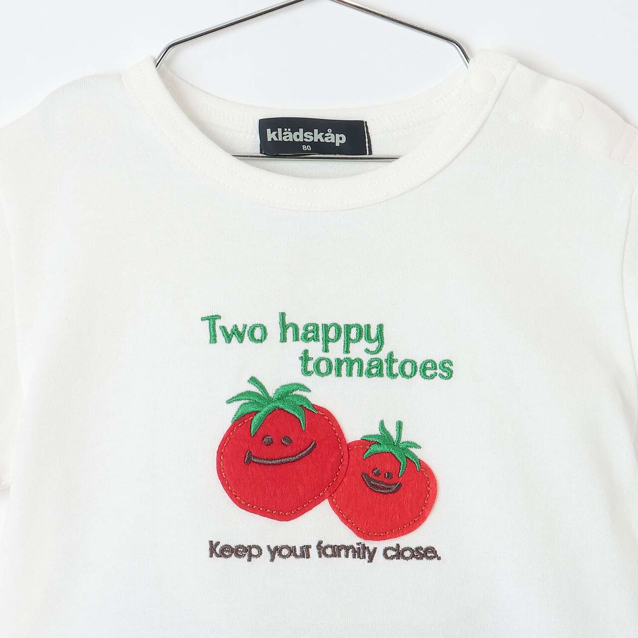 Tomato Appliqu&eacute; Short Sleeve T-Shirt Outfit Set,Off white, large image number 3