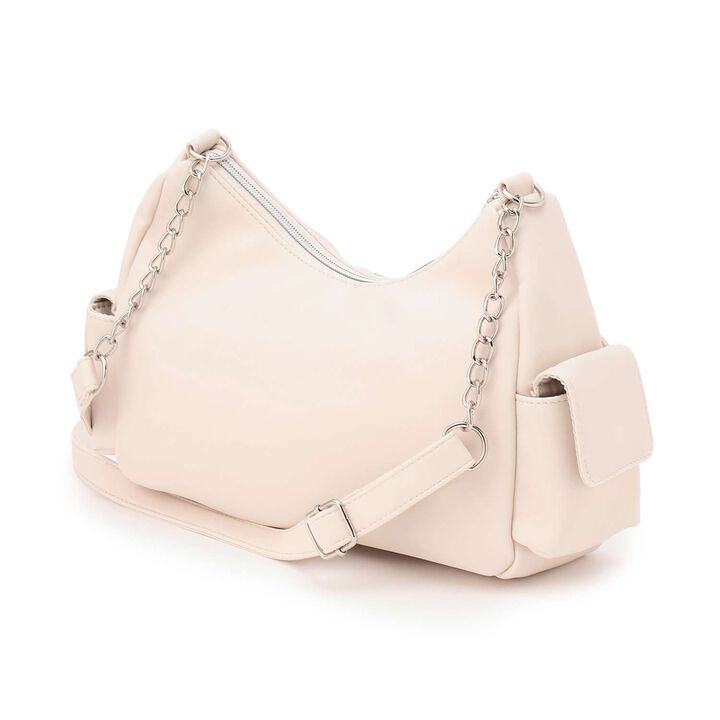 Faux Leather Pocket Shoulder Bag,Off white, medium image number 1