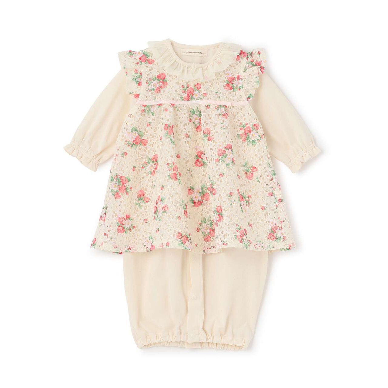 Wild Strawberry Lace Apron 2 WAY All-in-One [Organic] [Made in Japan],Pearl white, large image number 0