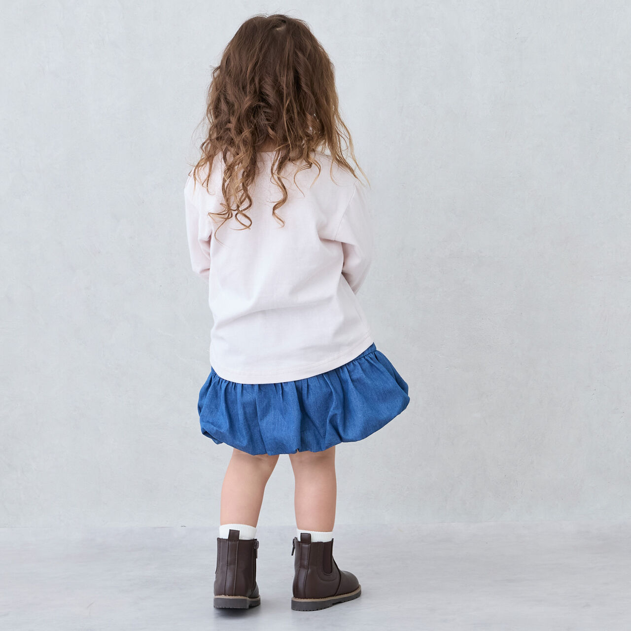 Peplum Balloon Skirt with Shorts,Blue, large image number 3