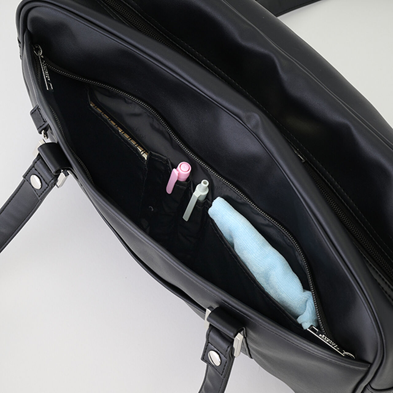 Synthetic Leather School Bag,Black, large image number 16