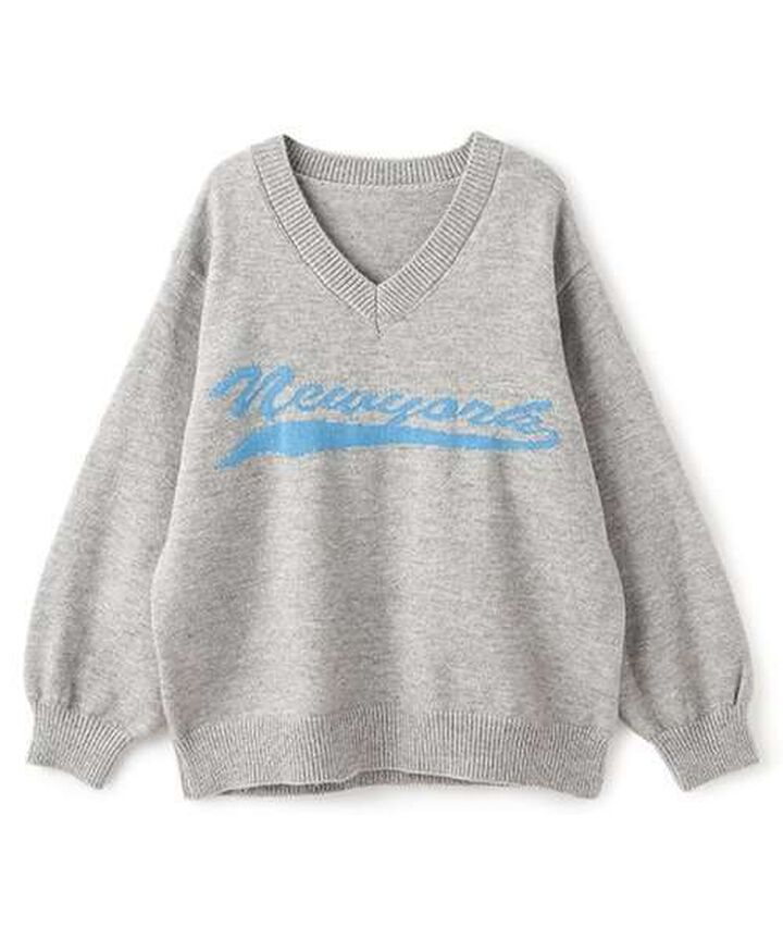 New York V-Neck Knitwear,Gray, medium image number 9